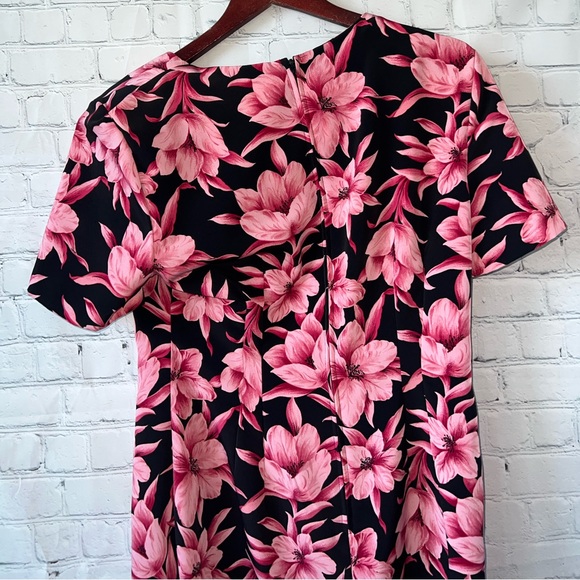 Sag Harbor Black & Pink floral short sleeve dress size 10 - Picture 10 of 11